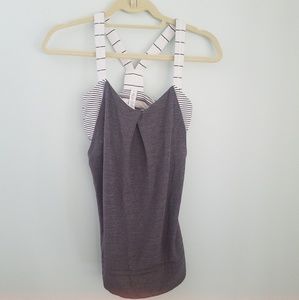 Lululemon No Limits Tank Striped Built In Bra 6